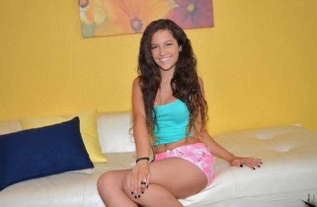 Brunette amateur with a sexy ass gets banged by a big dick in her porn debut