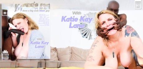Mature fatty Katie Kay Lane has sex with a big black cock in a living room