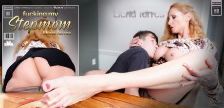 Redheaded cougar Elena Torres has sexual intercourse with her young lover