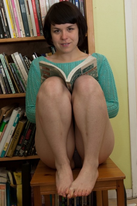 Brunette teen with nice ass Juliette March reveals her hairy armpits and cunt