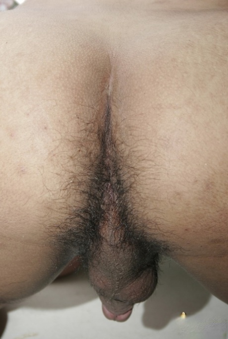 Tiny Thai shemale Asia Marie shows her hairy asshole and masturbates