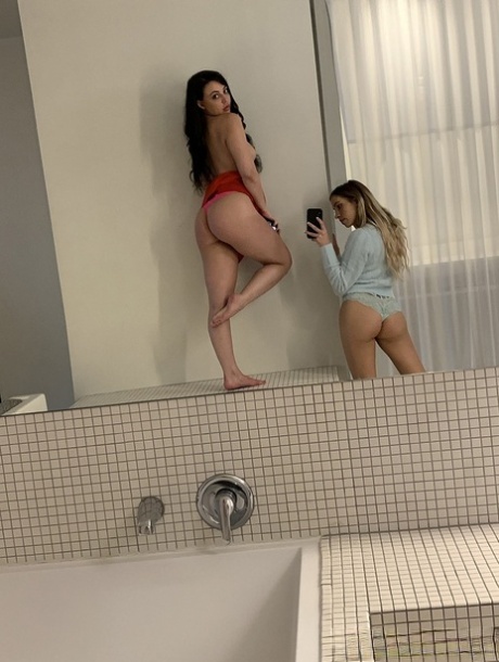 Beautiful teens Khloe Kapri and Whitney Wright tease with their round butts