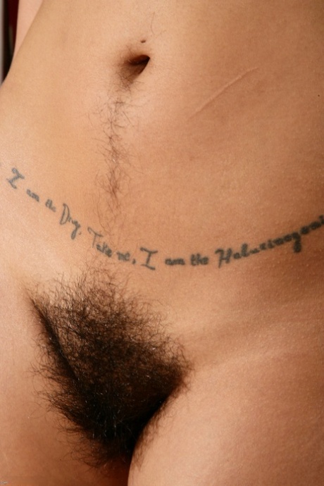 Dark-haired Latina Rhys Adams unveils her big tits and hairy holes