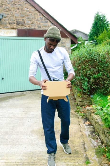 Chubby lady with big tits Katie Kay Lane gets screwed by a black delivery guy