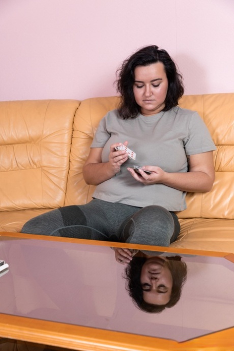 Chubby American Ramira unleashes her huge tits & spreads her hairy pussy