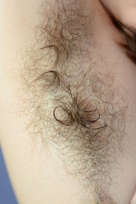Chubby brunette babe Harley Hex exposes her hairy armpits and tawt in a solo