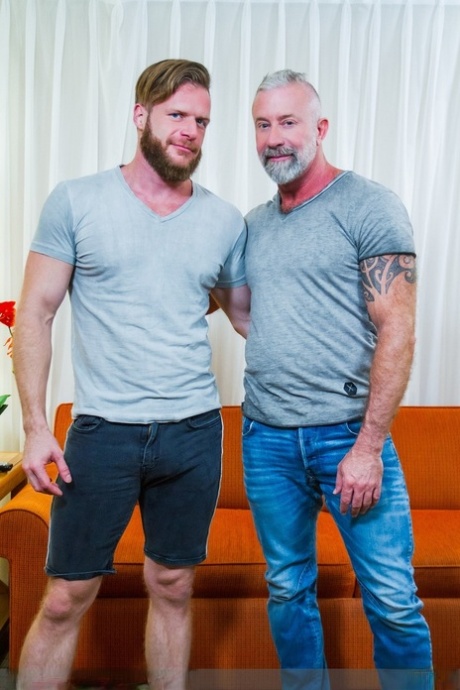 Gay hunk Brian Bonds enjoys hardcore anal sex with hung daddy Lance Charger